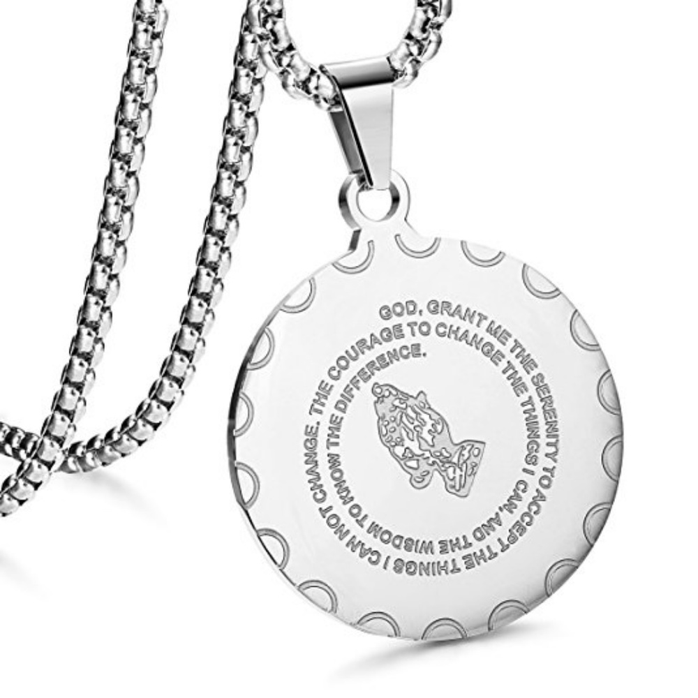 New Stainless Steel Coin Pendant Necklace 24"